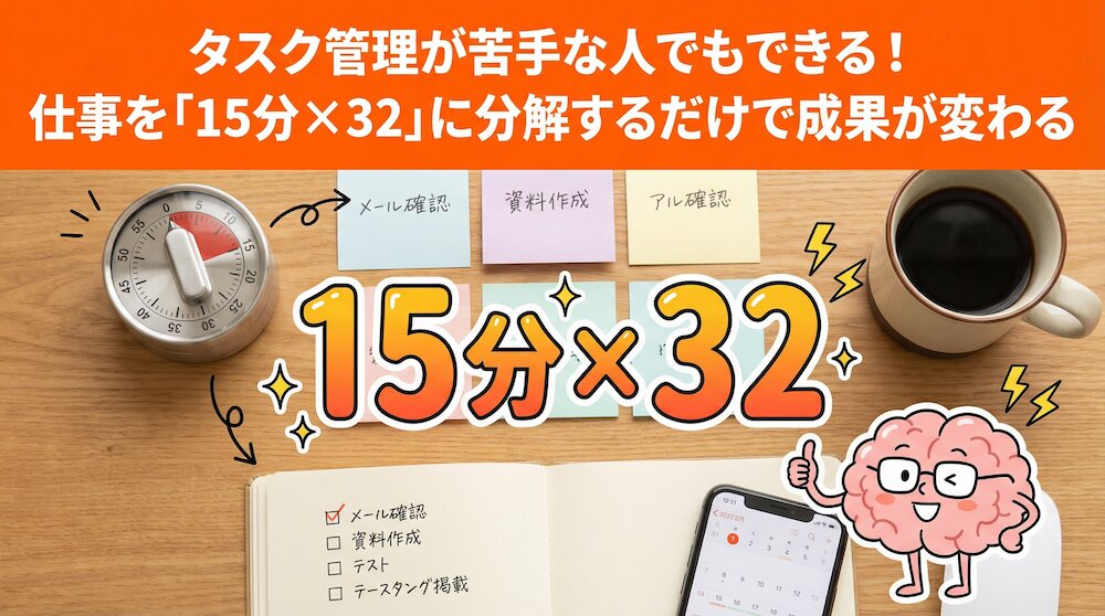 タスク管理が苦手な人でもできる！仕事を「15分×32」に分解するだけで成果が変わる